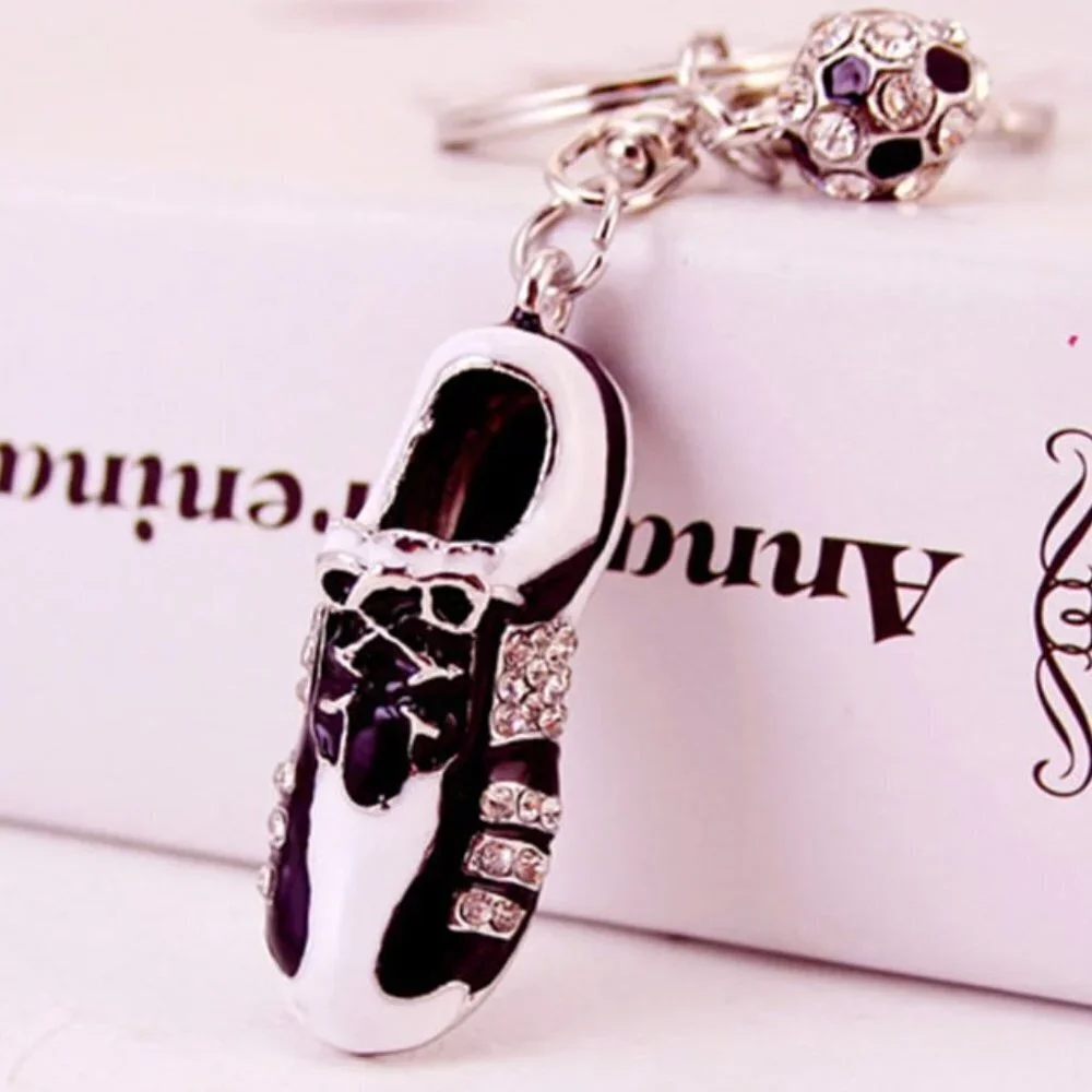Rhinestone Soccer Shoe and Ball Key Chain